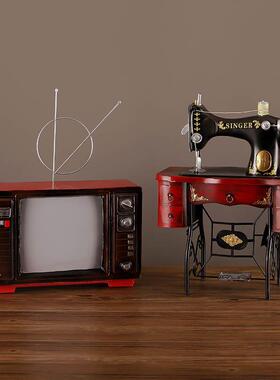 复古老式缝纫机留声机电话机模型服装店怀旧摆件橱窗陈列装饰道具
