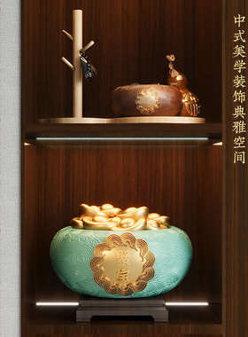 聚宝盆摆件招财聚财新中式家居客厅办公室高档装饰品入户玄关摆件