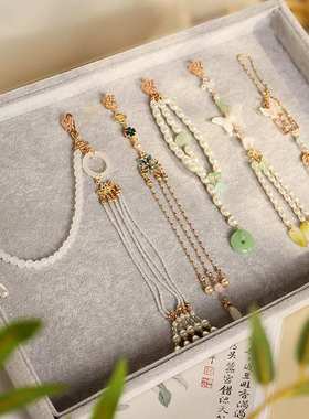 古风旗袍压襟莲花珍珠流苏蝴蝶吊坠汉服压襟胸前挂件装饰胸针配饰