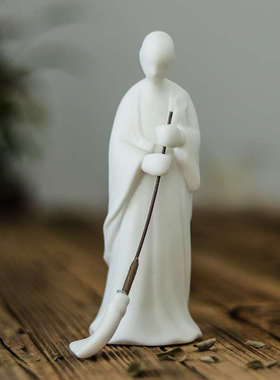 禅意中式陶瓷人物摆件扫地僧家居客厅玄关创意小和尚软装家居饰品