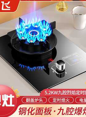 新飞单灶天然气燃气灶家用厨房九腔爆炒煤气灶新款翻盖式炉单眼灶