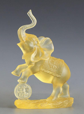 琉璃大象摆件一对办公室桌面客厅玄关家居吉象店铺送礼礼品吸水象