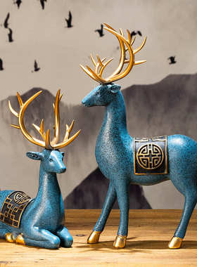 小鹿梅花鹿高档麋鹿新中式客厅摆件高端大气2025新款家居饰品轻奢