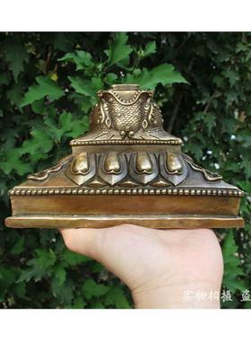 特大号精品金刚杵铜普巴铜杵三面马头明王金刚撅法器带底座摆件纯