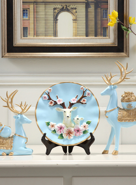 客厅摆件鹿欧式工艺品现代玄关酒柜电视柜创意软装饰乔迁结婚礼品