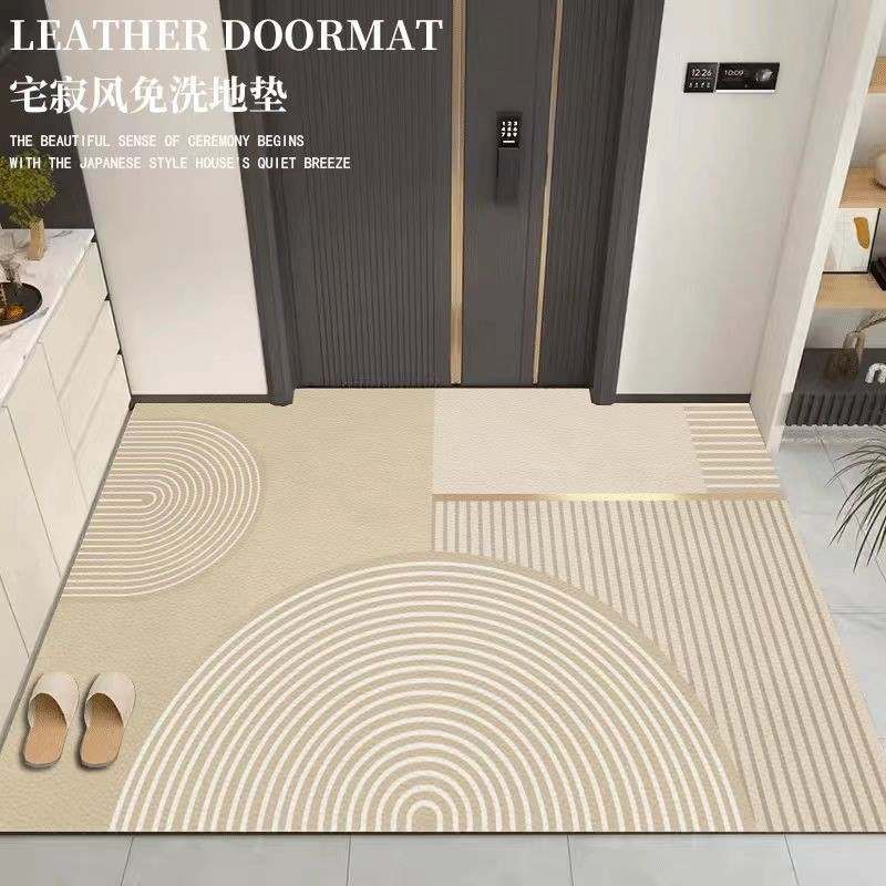 侘寂风入户门皮革地垫可擦免洗玄关脚垫可裁剪好打理家用进门地毯 - 图0