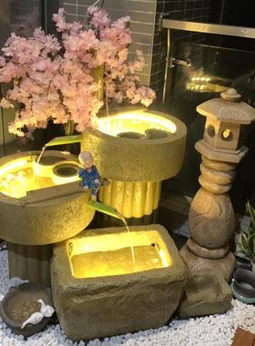 落地阳台装饰布置客厅流水摆件循环水景喷泉鱼池日式花园庭院景观