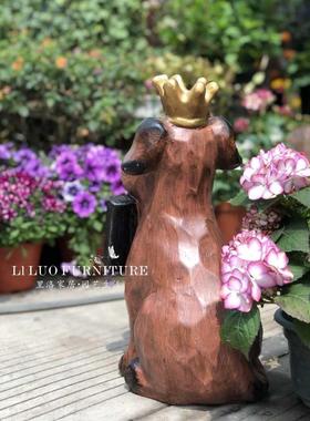 花园装饰复古可爱欢迎牌狗动物摆件幼儿园草坪户外景观造景雕塑