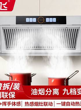 新飞侧吸式油烟机家用小型厨房智能九档大吸力抽油烟机燃气灶套装
