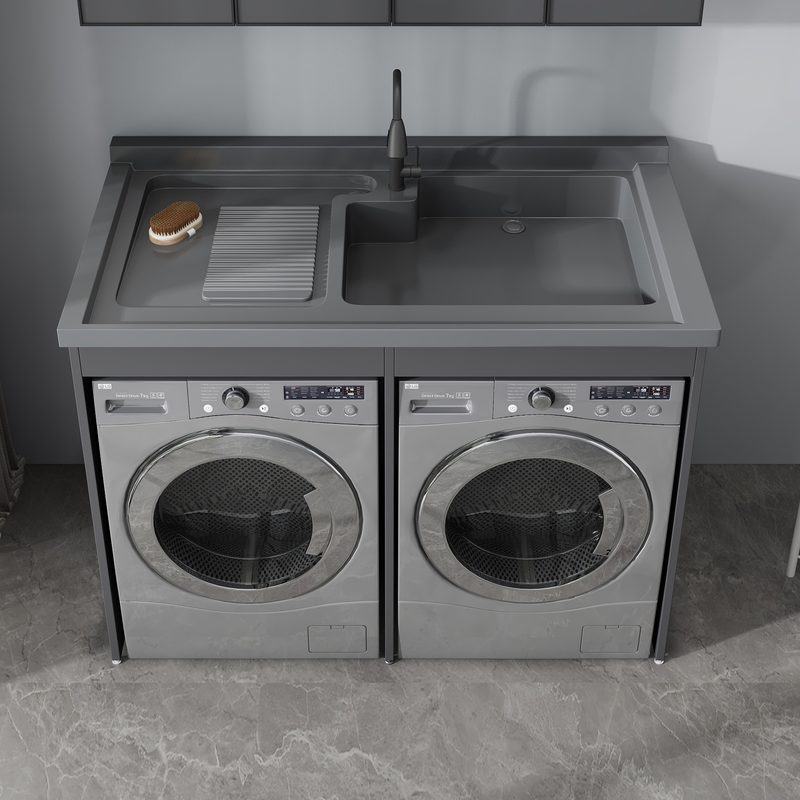 简约双洗衣机柜脸盆一体组合带搓衣板阳台烘干机伴侣太空铝浴室柜,淘宝优惠券,粉丝福利购,淘宝优惠卷