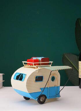 都市男女爱情法拖挂房车模型复古摆件物工业风柜子摆放的装饰品