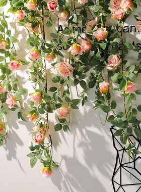 网红花条藤条仿真花假花仿真花藤仿生藤蔓花装饰塑料玫瑰花背景墙