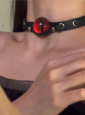 恶魔之眼皮革项圈甜酷少女辣妹项链手链脖圈颈环个性暗黑朋克项饰