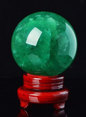 绿色水晶球水晶球特大号水晶石纯天然真品办公居家摆件招财风水球