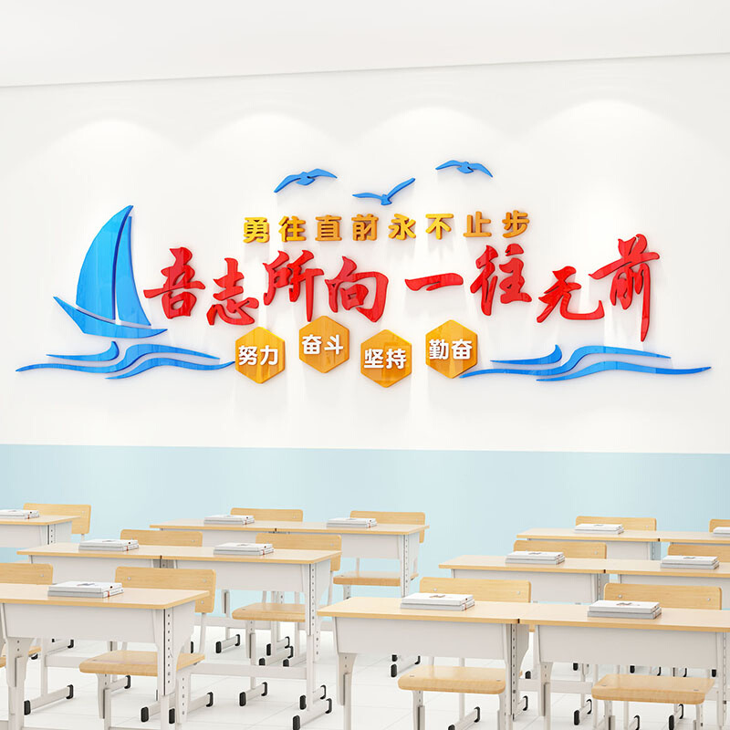 班级文化墙贴初高中三励志标语学生激励贴纸画教室黑板报布置装饰_虎窝淘