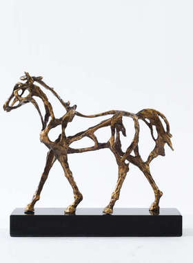 新中式雕塑镂空马动物摆件艺术品玄关现代酒店别墅招财软装饰摆设