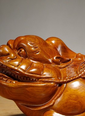 花梨木雕刻貔貅摆件木质一对家居客厅装饰红木工艺品店铺开业送礼