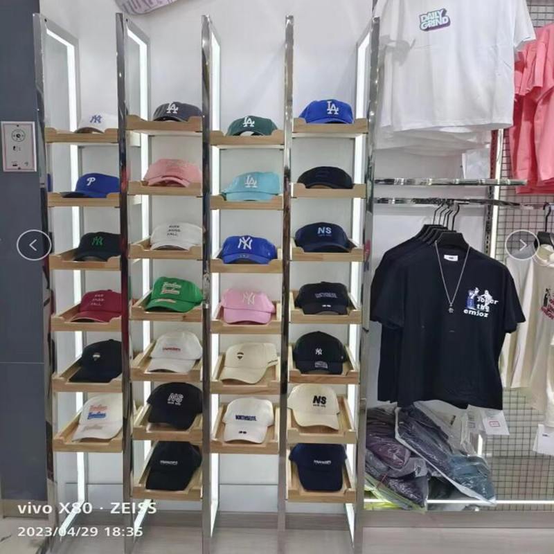 批发定制服装店帽子展示架上墙帽托陈列架不锈钢帽架多层棒球帽带,淘宝优惠券,粉丝福利购,淘宝优惠卷