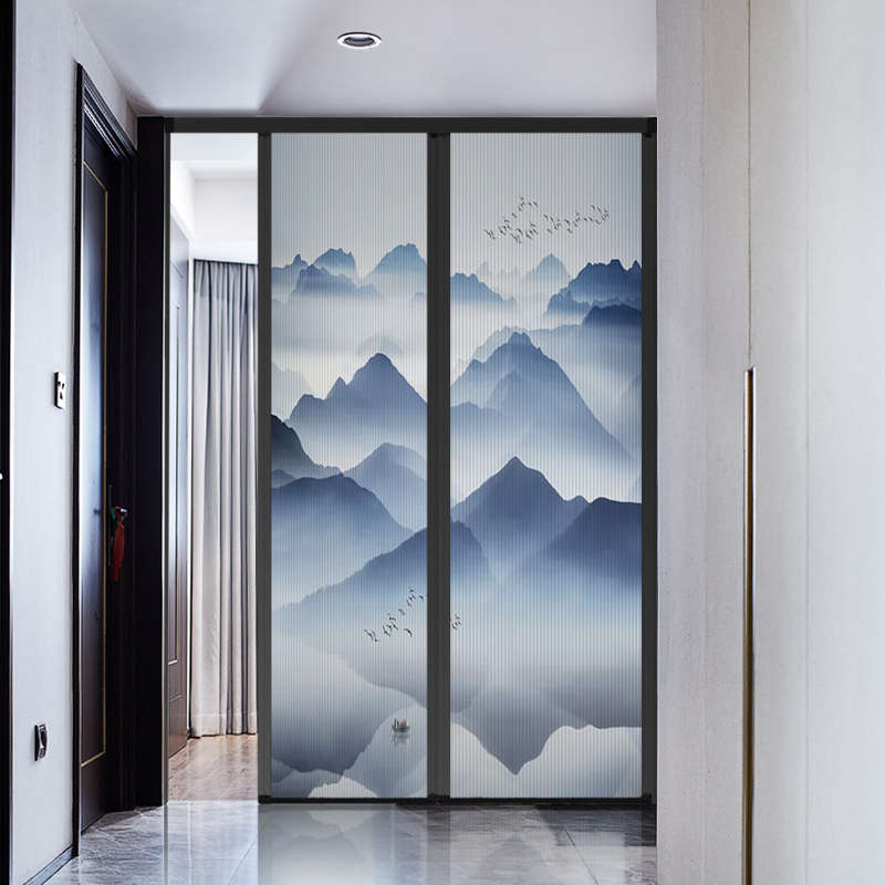 优诗曼新中式室内推拉移门折叠隐形门厨房客厅阳台隔断衣柜门定制 - 图1