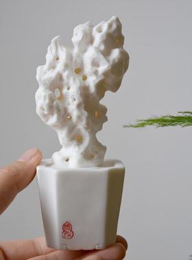 新中式创意雕塑陶瓷书房太湖石家居桌面装饰品禅意摆件观山小社