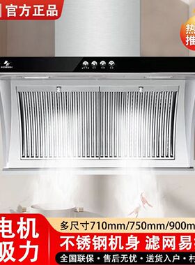 申花抽油烟机家用厨房大吸力不锈钢双电机小型脱排吸油机侧吸式