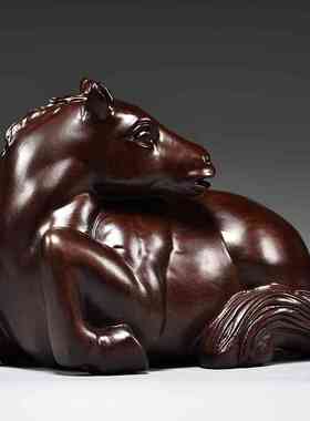 黑檀木雕马摆件实木马雕刻工艺品红木马摆件木马摆件家居开业礼品