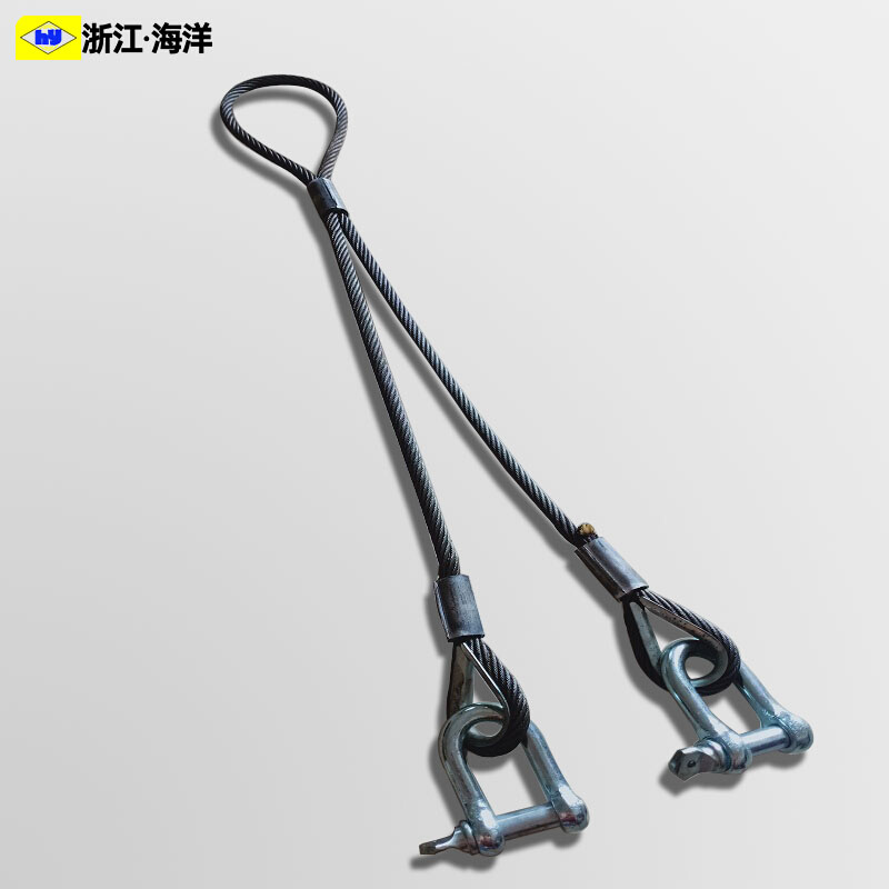 吊装钢丝绳索具压扣一拖二挂钩卸扣起重工具设备搬运维修索具10mm_虎窝淘