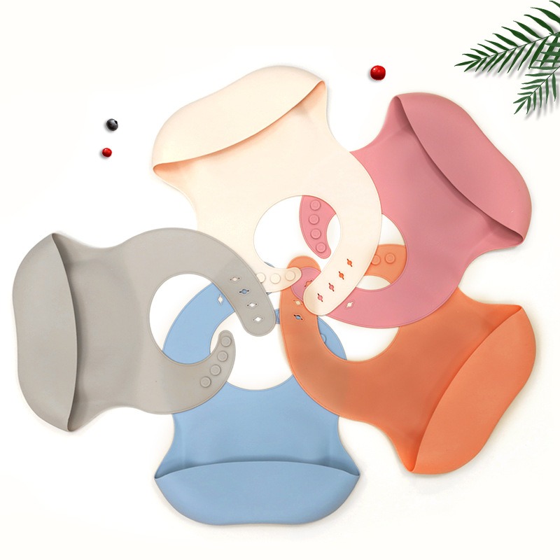 Korean ins style portable baby soft silicone bib children's waterproof rice pocket for eating three-dimensional rice pocket extra large