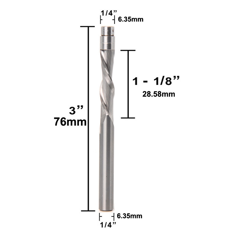 1/4柄6mm柄 立铣刀 整体硬质合金带轴承仿形修边刀头