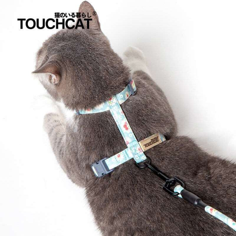 Touchcat它它猫咪牵引绳遛猫绳胸背心式防挣脱工字幼猫链子溜猫绳-图1