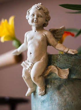 创意中式花盆花器天使莲蓬巢花道花盘插花器皿花插干花装饰品