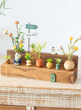 阿楹 客厅精致玄关小摆件微缩 办工桌植物书架洞洞板电视柜装饰花