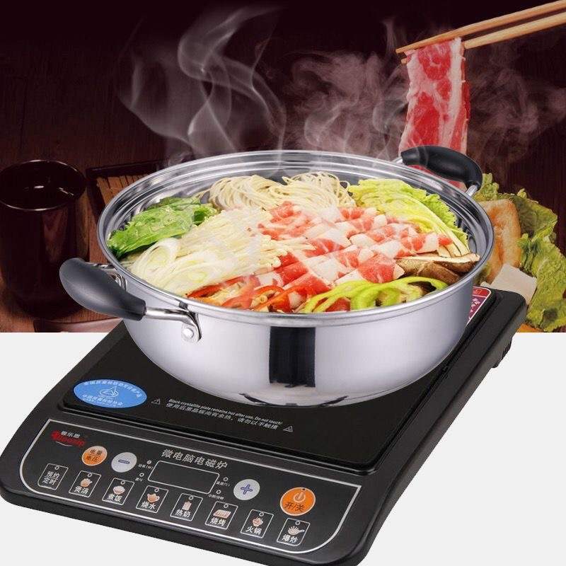 实德火锅鸳鸯锅家用锅电磁炉涮锅专用火锅厚商用大容量不锈钢具特 - 图1