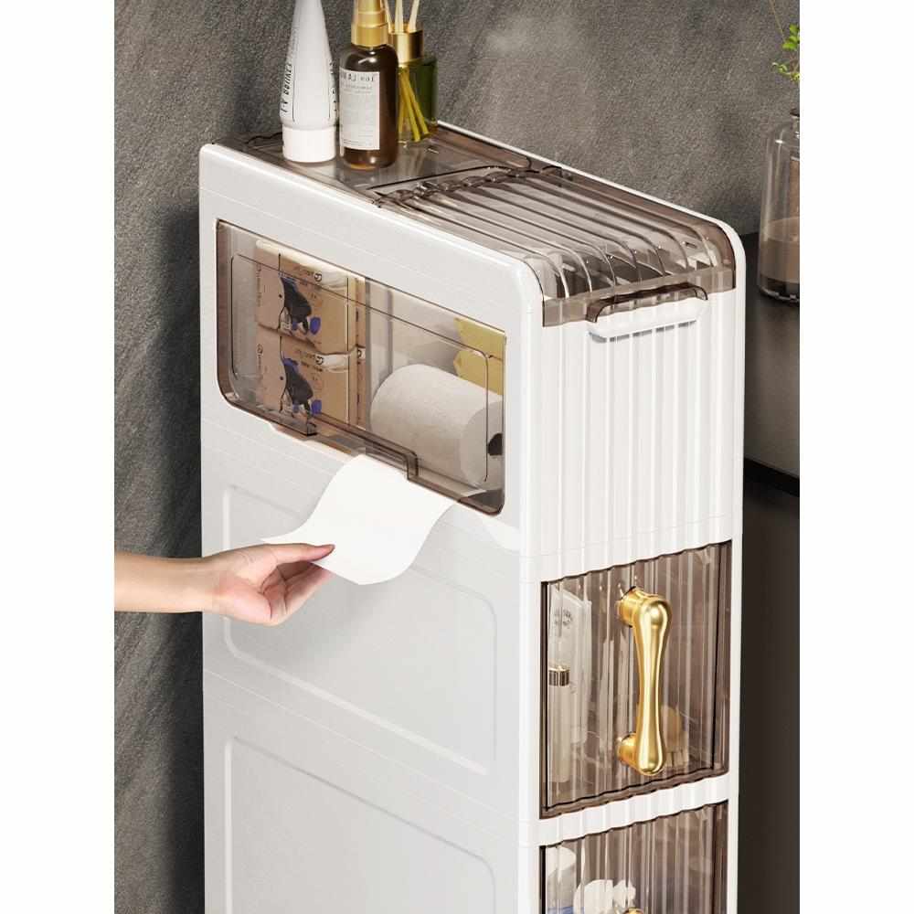 卫生间置物架浴室厕所洗手间马桶夹缝储物收纳柜免打孔落地置物柜 - 图1