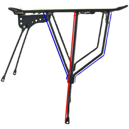 Mountainbike-Heckträger 24/26/27,5/700C Fahrrad-Hinterradträger Scheibenbremsaufhänger aus massivem Stahl kann Menschen tragen