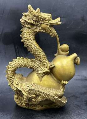 古玩杂项 龙吐水摆件 十二生肖 生肖龙 铜器 家居工艺装饰