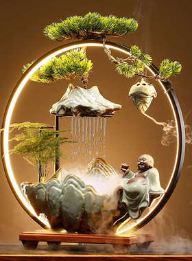 招财高山流水摆件循环水客厅生财家居玄关办公室桌面开业乔迁礼品