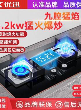 优迅煤气灶家用猛火燃气灶双灶头九腔天然气双灶液化气双灶家用