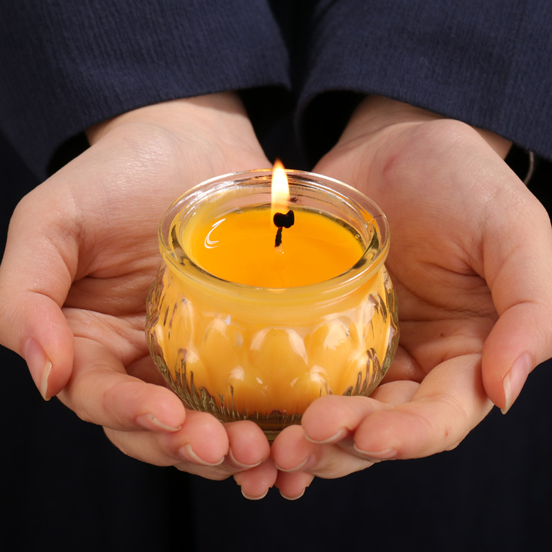 新品酥油灯24小时莲花家用供佛灯长明灯蜡烛佛前供灯批量发酥油灯