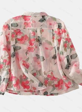 R 83714 Floral Women's Shirt 碎花女衬衫跨境速卖通