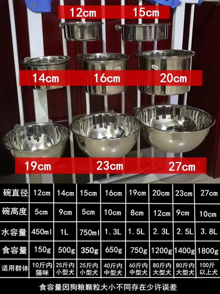 狗碗不锈钢挂式宠物狗盆狗碗大型犬饮水盆防打翻固定猫食盆狗用品 - 图1