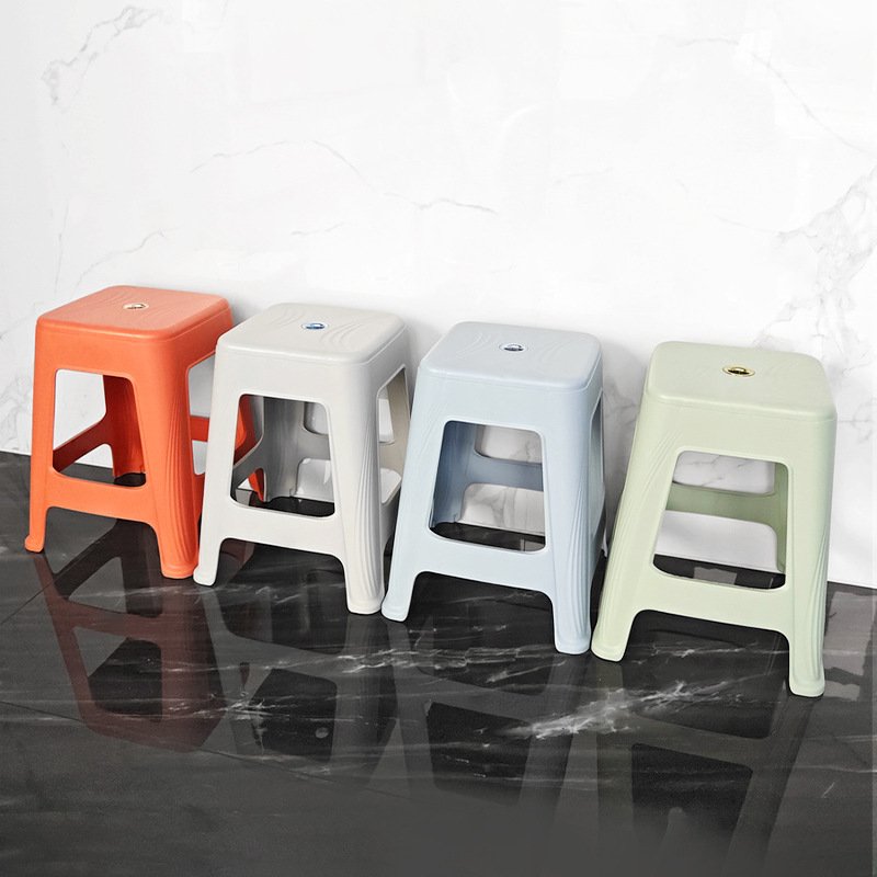 加厚成人餐椅客厅塑料高叠放家用方凳凳胶椅子板凳茶几防滑熟可 - 图0