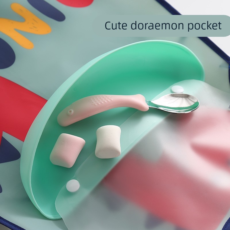 Baby eating bib waterproof dirty smock super soft vest style sleeveless children's large bib rice bag pocket artifact