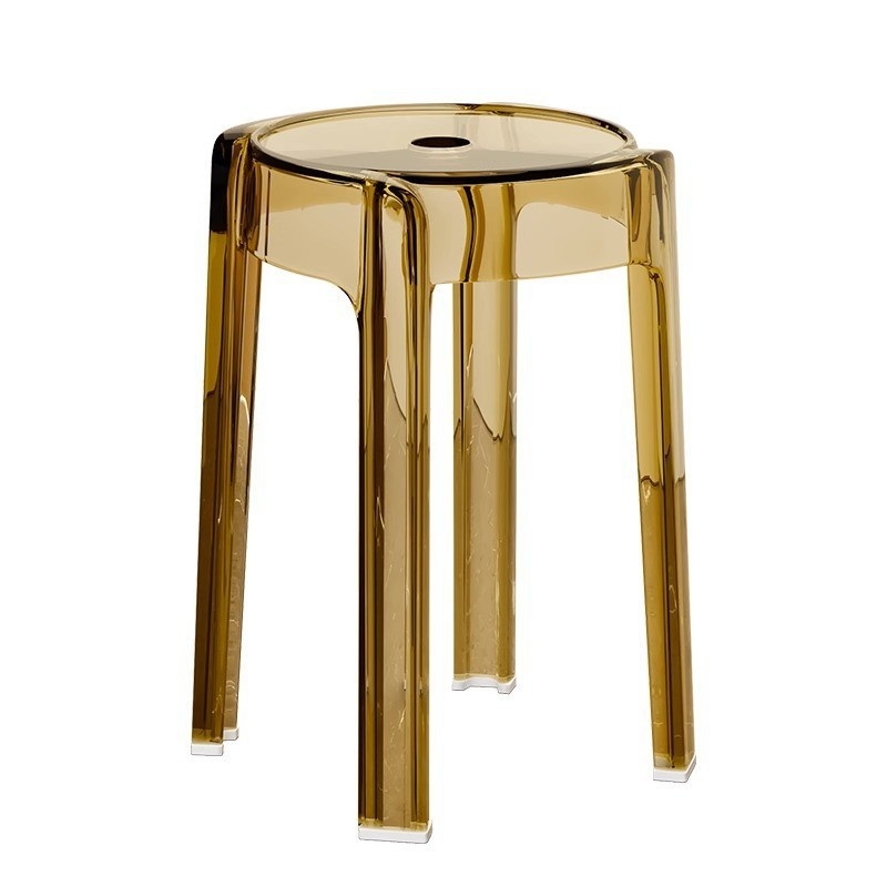 轻奢塑料透明凳子家用客厅加厚板凳叠放可圆凳北欧餐椅亚克力椅子 - 图3