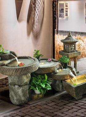 石墨假山流水喷泉室内玄关办公室店铺景观装饰循环水落地鱼池摆件