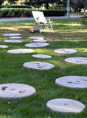 仿石磨铺路石户外花园装饰汀步石庭院草坪脚踏石园林景观造景摆件