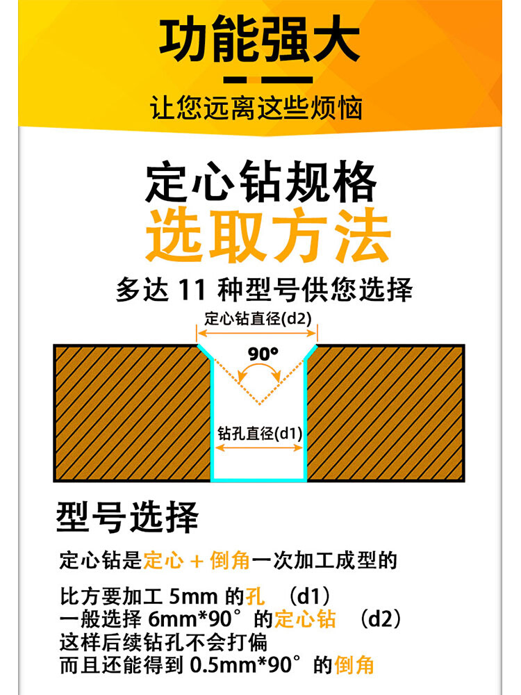 德国进口钨钢涂层定点钻硬质合金定心钻加硬定位钻NC定点倒角刀90 - 图2