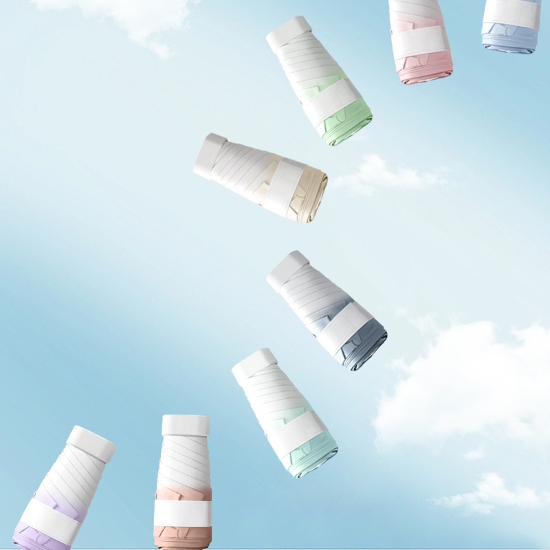 扁六折迷你太阳伞防晒防紫外线晴雨两用黑胶遮阳伞渐变卡片伞批发 - 图1