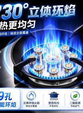 5.2千瓦猛火单眼煤气灶多环控火九头灶不锈钢台式嵌入两用燃气灶