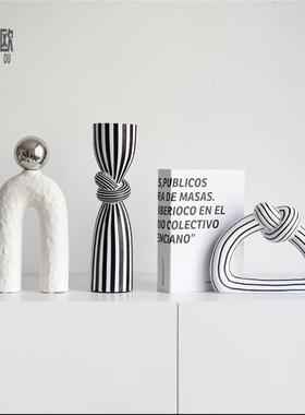 高档现代抽象条纹艺术个性小众样板间家居装饰品酒柜摆设客厅摆件